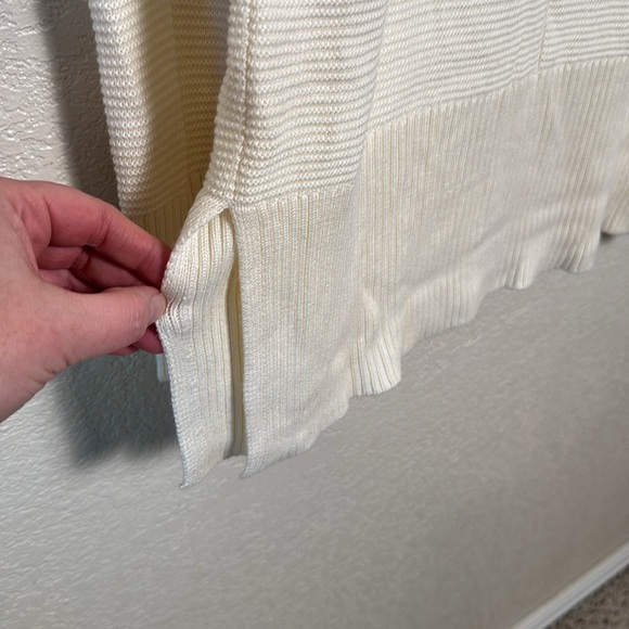 Talbots Women's Small Ivory Sweater Mock Neck Textured Side Slits Warm NWT - Picture 6 of 8